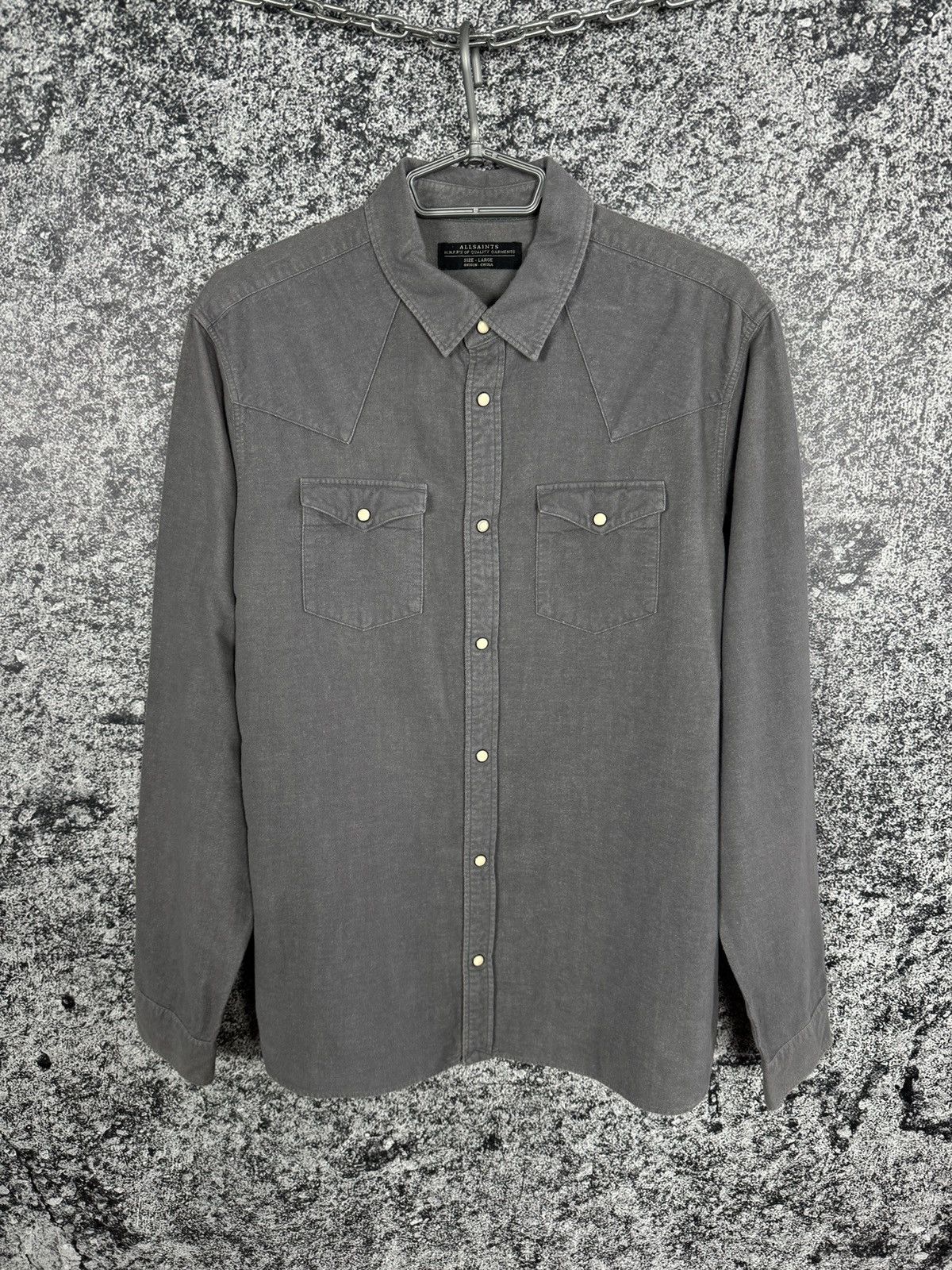 Allsaints Allsaints Helm Long Sleeve Shirt Button Up Cotton/Wool Sz L Size US L / EU 52-54 / 3 - 1 Thumbnail