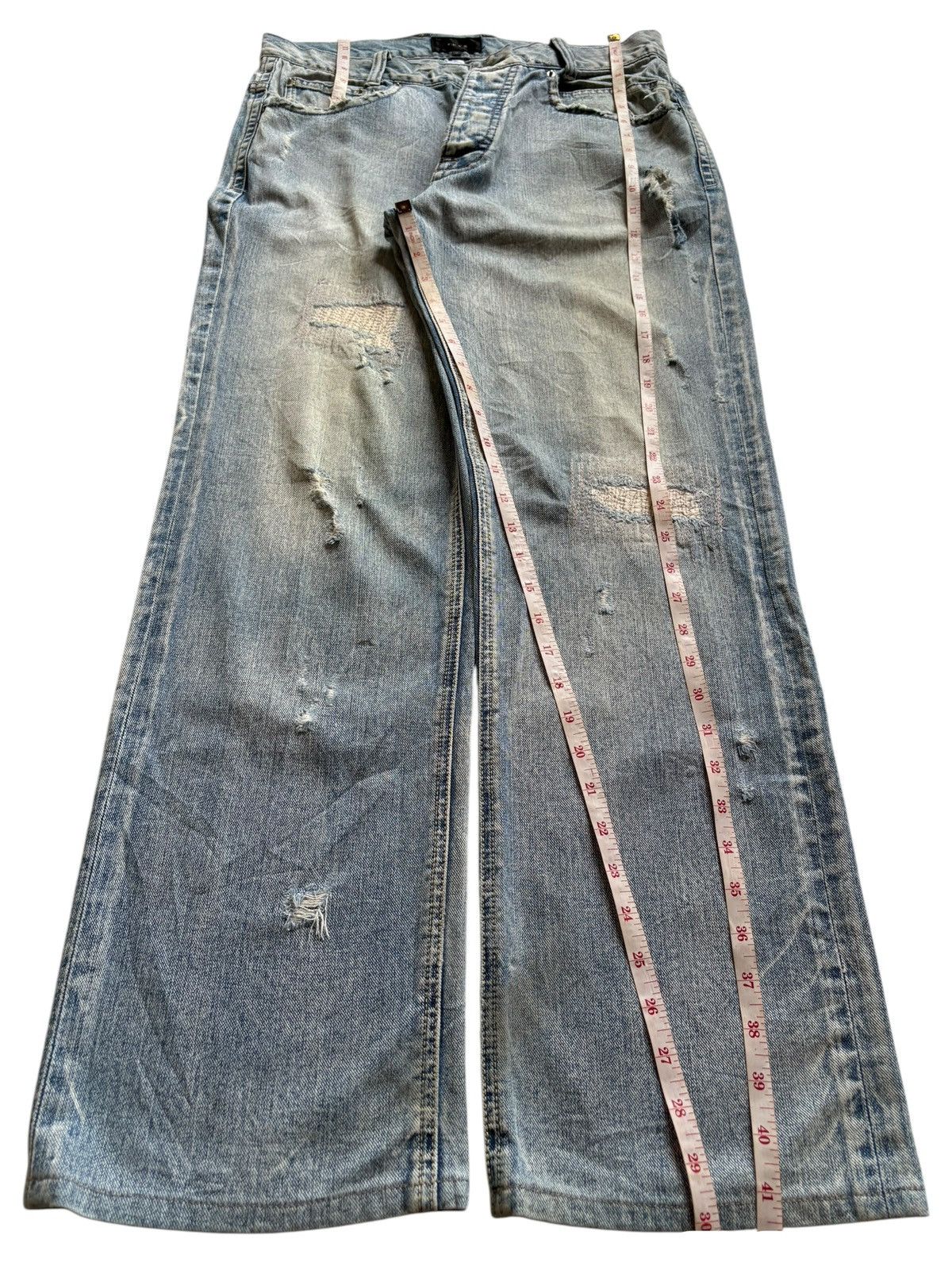 Japanese Brand Vintage Japanese Brand Mud Wash Sashiko Style Rip Baggy Jean Size US 32 / EU 48 - 11 Thumbnail