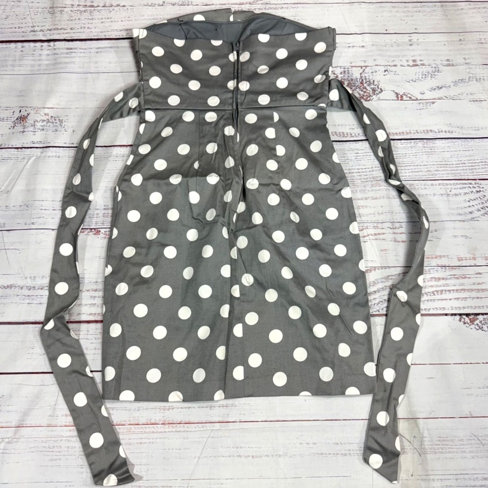 Vintage City Triangles Womens Strapless Tunic Top Juniors Sz 3 Gray Polka Dot Tie Back Blouse Shirt Tunic Grey Polka Dot Tie Back Womens Size 3 Size XS / US 0-2 / IT 36-38 - 5 Thumbnail