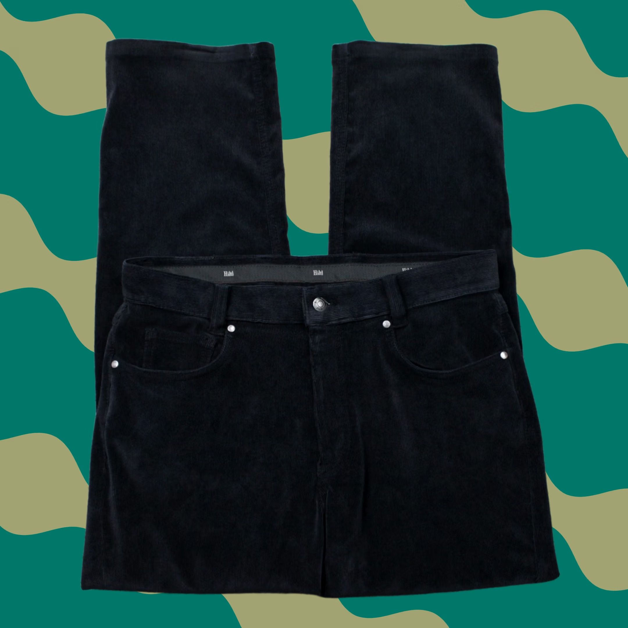 Vintage Hiltl Pants Mens 34x30 Black Corduroy Flat Front Trousers Straight Leg Dress Pants 90s Preppy academia Classic Mens Size US 34 / EU 50 - 1 Thumbnail