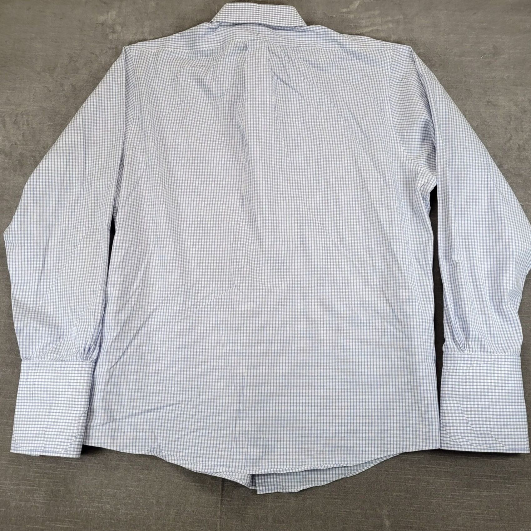 Brooks Brothers Brooks Brothers Mens Slim Fit Blue White Gingham Check Shirt 17 36 French Cuff Size US XL / EU 56 / 4 - 7 Thumbnail
