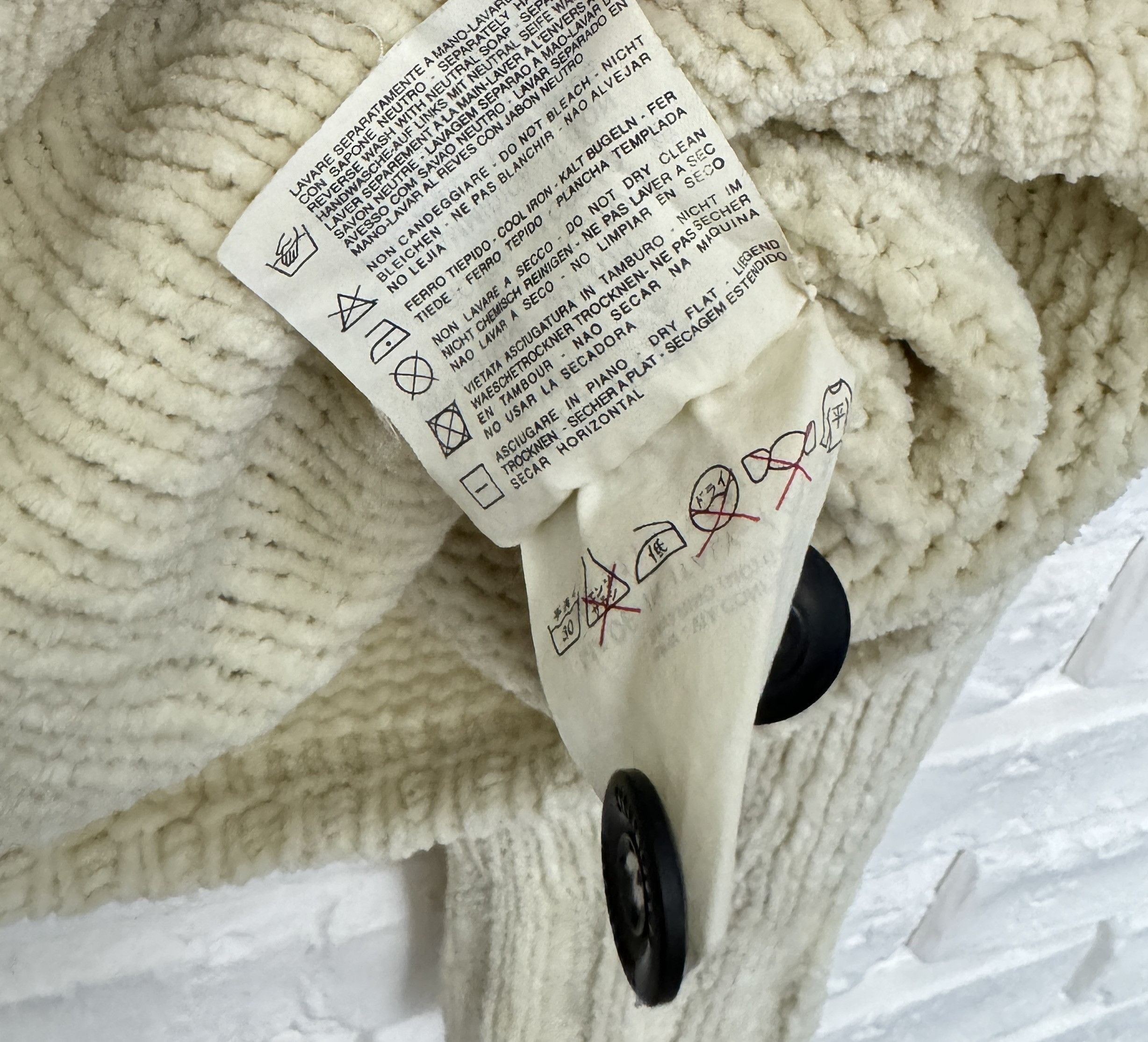 Stone Island 90s Stone Island 1998 Chenille Knit Pullover Cream Sweater L Size US L / EU 52-54 / 3 - 12 Thumbnail