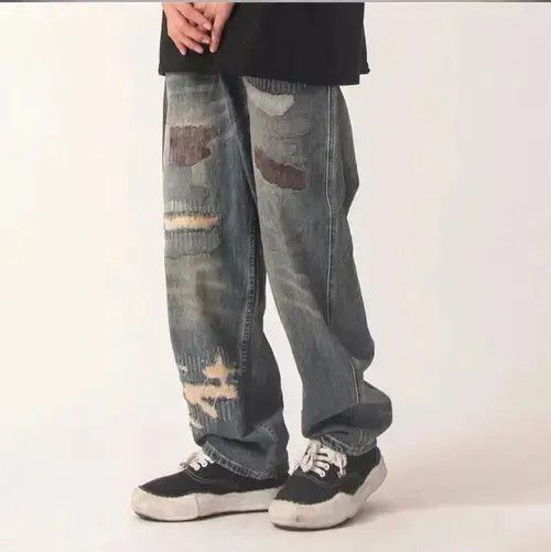 Japanese Brand Patchwork Baggy Jeans Size US 32 / EU 48 - 2 Thumbnail