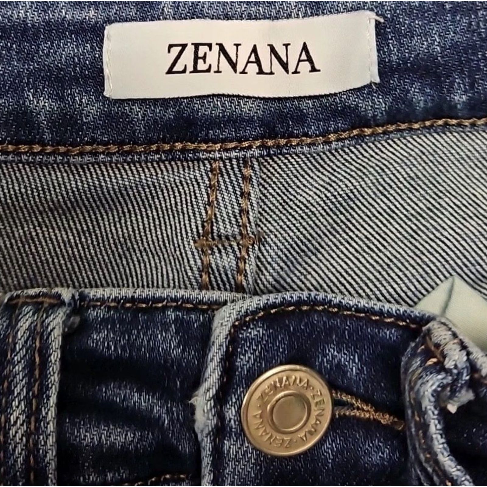 Vintage Zenana Womens High Rise Flare Jeans Size 24 Button Fly Distressed Stretch Denim Blue 29 Inseam Regular Rise Jeans Womens 24 Regular XS? Size 42" / US 20 - 7 Thumbnail