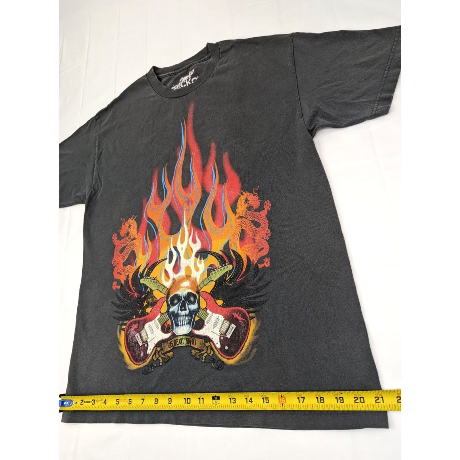 Vintage Gecko Skull Guitar Rock T-Shirt Mens L Gray Dragon Graphic Tee Music Band Size US L / EU 52-54 / 3 - 3 Thumbnail
