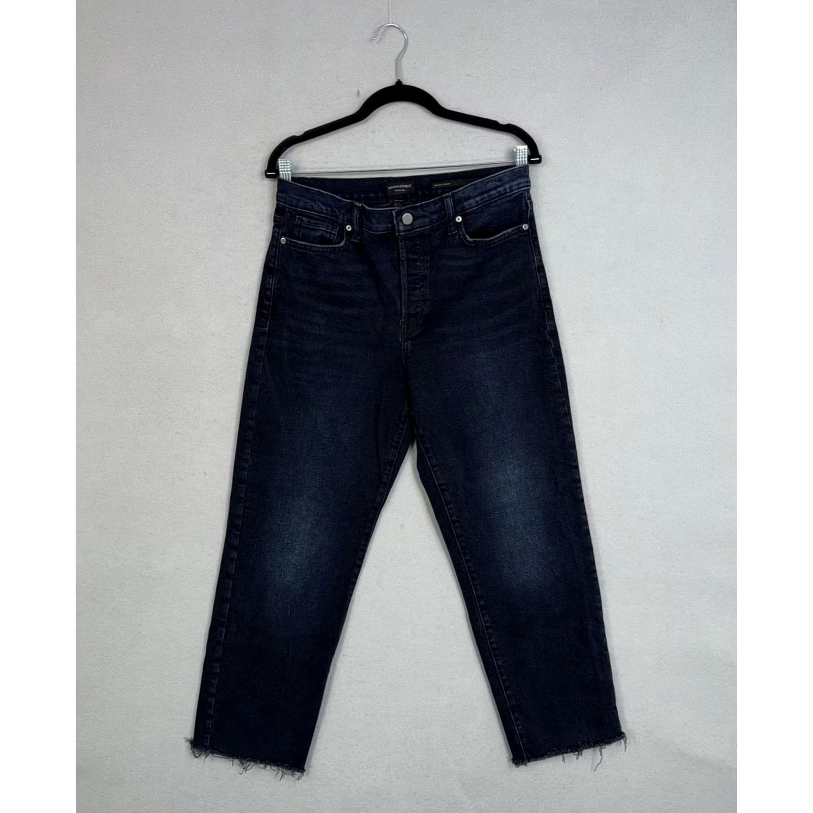 Banana Republic Banana Republic Jeans Womens 28 Blue Dark Wash High Rise Straight Crop Raw Hem Denim Cotton Blend Stretch Distressed 90s City Preppy Womens Size 28" / US 6 / IT 42 - 2 Thumbnail