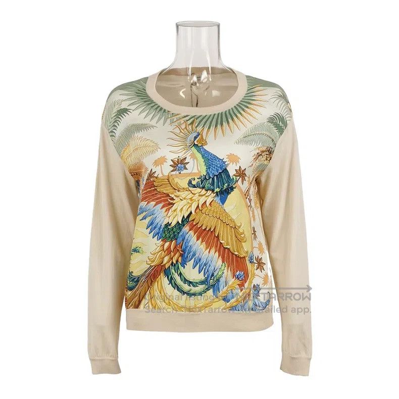 Hermes Hermes Silk-wool blend printed patterned round-neck knitwe Size XXS / US 00 / IT 34 - 1 Thumbnail