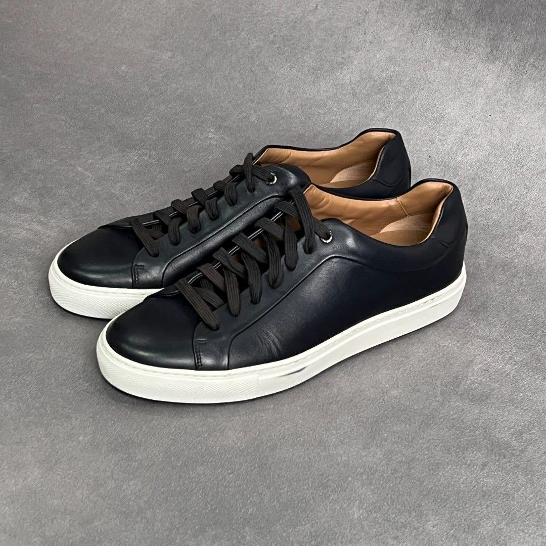 Hugo Boss HUGO BOSS Black Calf Leather Sneakers Size US 10 / EU 43 - 2 Thumbnail