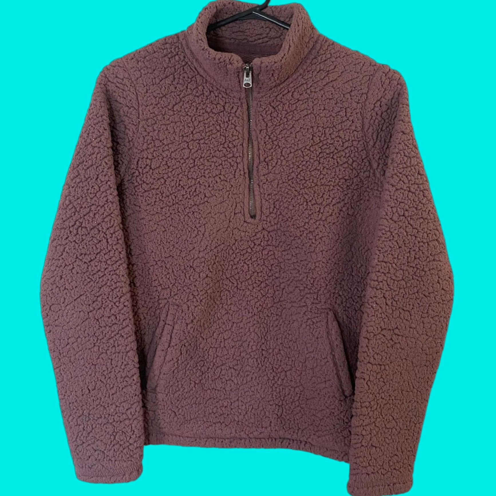 Abercrombie & Fitch Abercrombie & Fitch Sherpa Half-Zip Teddy Sweater Mauve Pink Women's Size Small Size S / US 4 / IT 40 - 1 Thumbnail