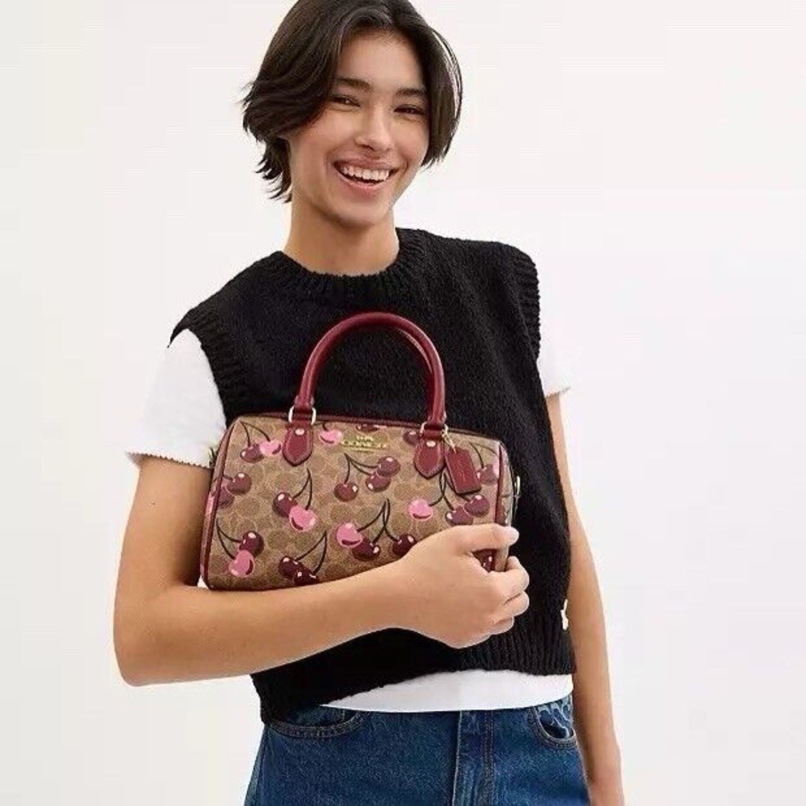 Coach NWT COACH Rowan Satchel Bag In Signature Cherry Print CY692 Size ONE SIZE - 8 Thumbnail