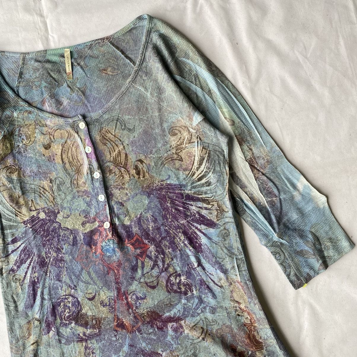 If Six Was Nine × Issey Miyake × Japanese Brand Japan Style Celestial Cross Henley Bohemian Chic Long Sleeve Size L / US 10 / IT 46 - 5 Thumbnail