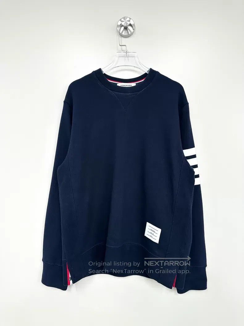 Thom Browne Thom Browne Dark blue classic four-striped long-sleeve swe Size US XL / EU 56 / 4 - 1 Thumbnail