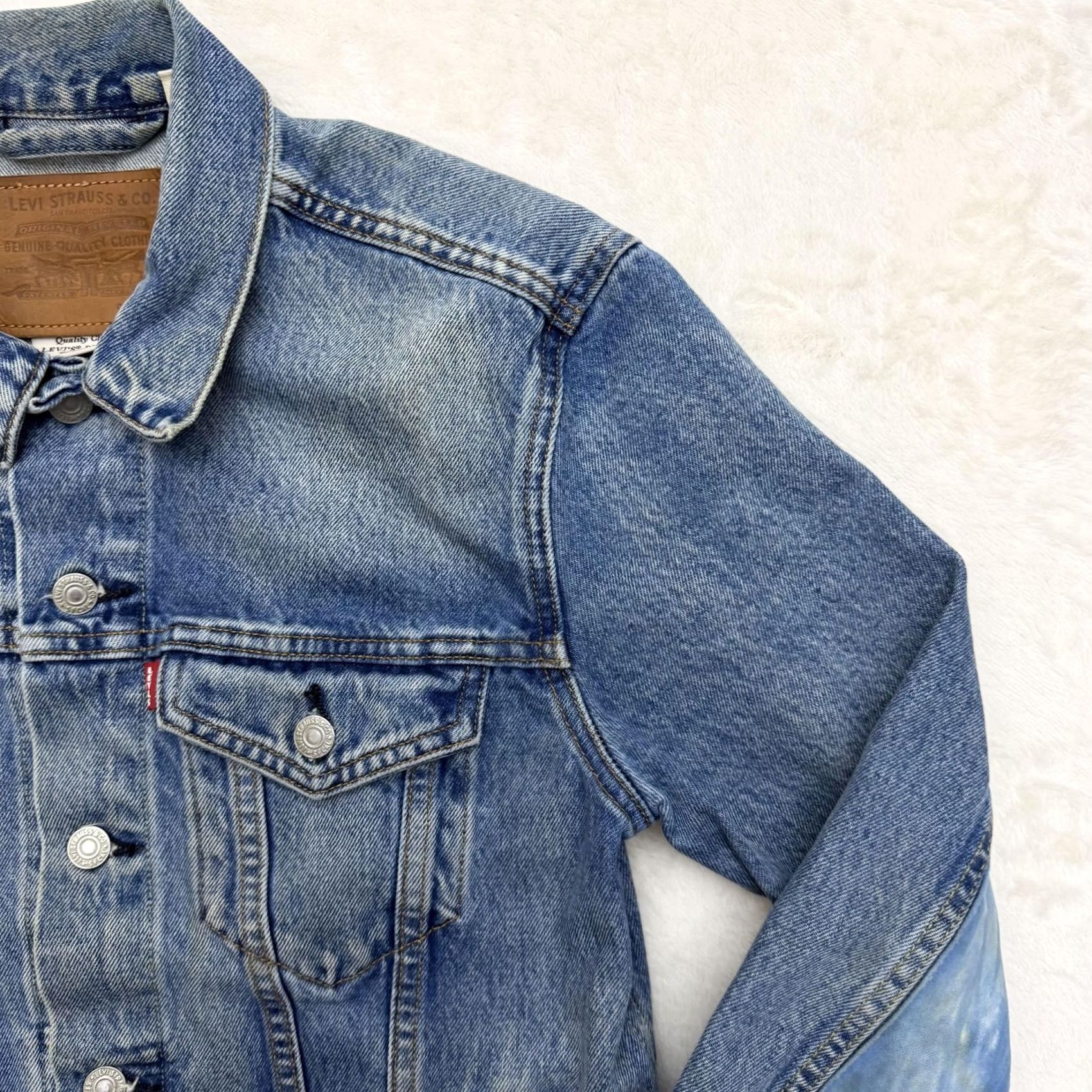 Levi's Levis Premium Jacket Womens Small Blue Denim Tie Dye Panel Trucker Coat Size S / US 4 / IT 40 - 3 Thumbnail