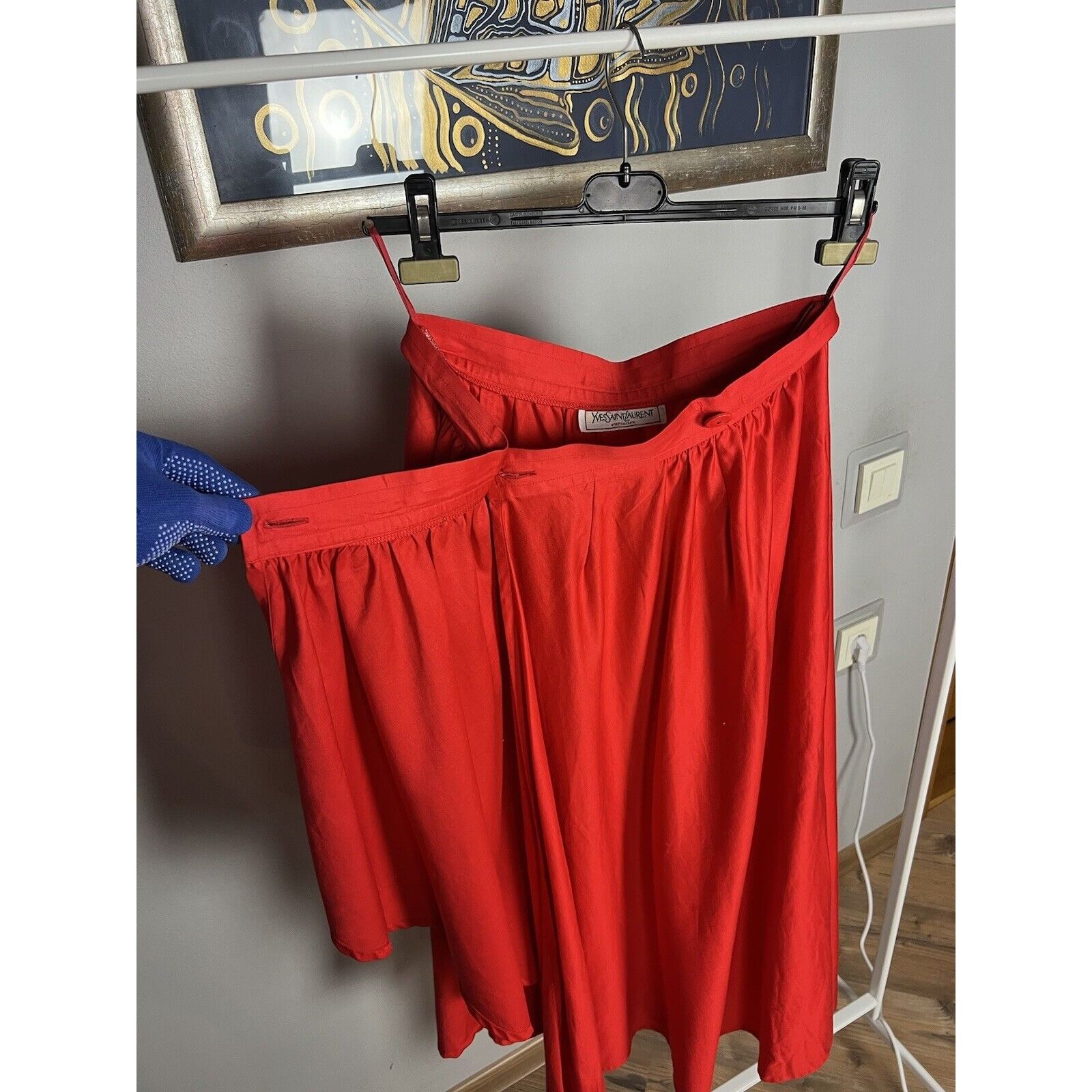 Yves Saint Laurent RARE! YSL Saint Laurent Variation VTG Red Long Wrap Skirt Si Size 29" - 10 Thumbnail