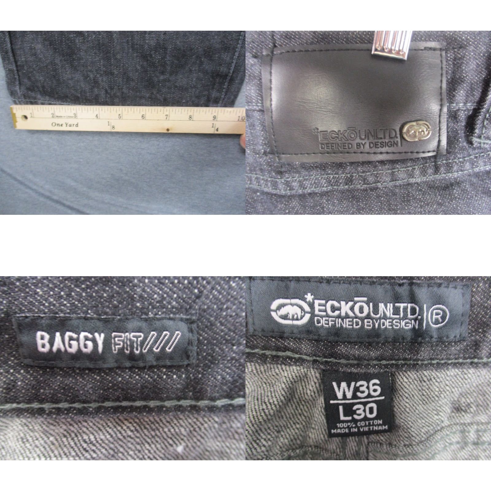 Ecko Unltd. VINTAGE ECKO UNLTD Jeans Baggy Fit Hip Hop Wide Leg Black Streetwear 36 Mens Jeans 36 Black 90s Festival Hip Hop Logo Retro Streetwear Size US 36 / EU 52 - 8 Thumbnail