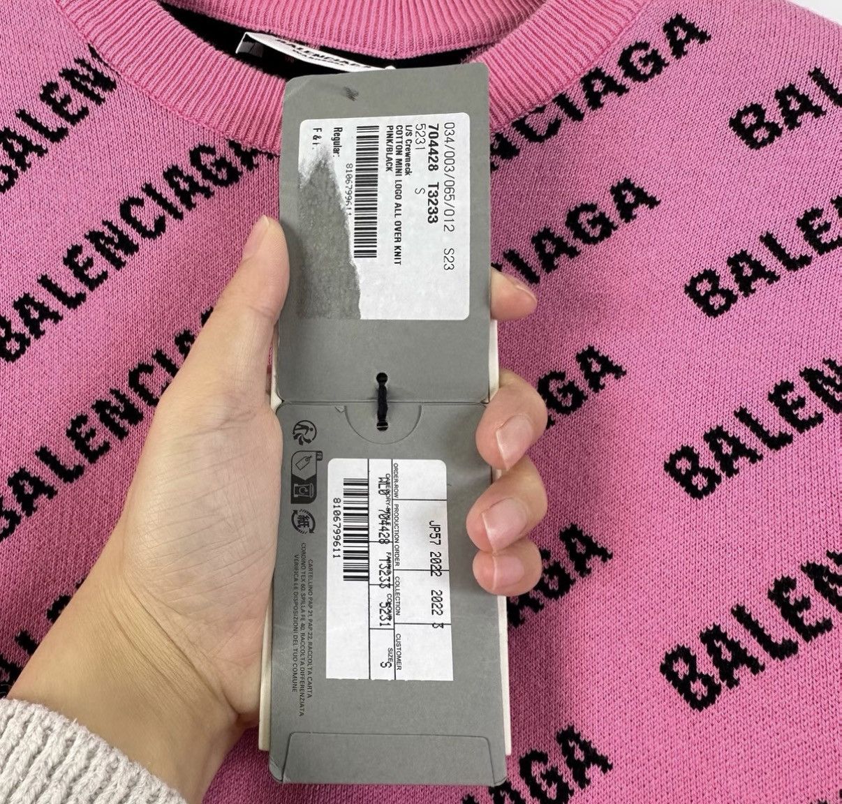 Balenciaga Balenciaga Black & Pink All-Over Logo Knit Sweater K12 Size S / US 4 / IT 40 - 7 Thumbnail