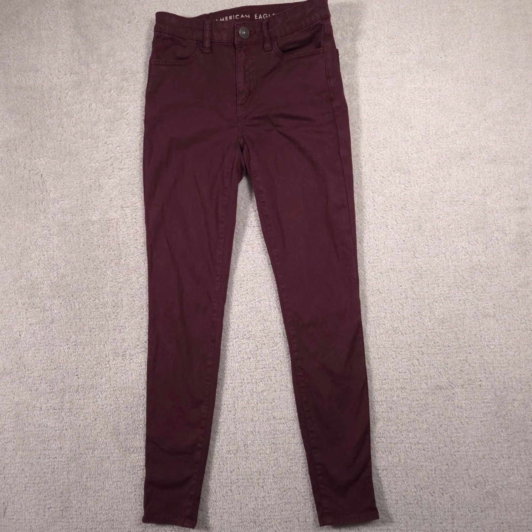 American Eagle Outfitters American Eagle Hi-Rise Jeans Womens 2 Red Dark Wash Skinny Stretch Denim Size 26" / US 2 / IT 38 - 2 Thumbnail