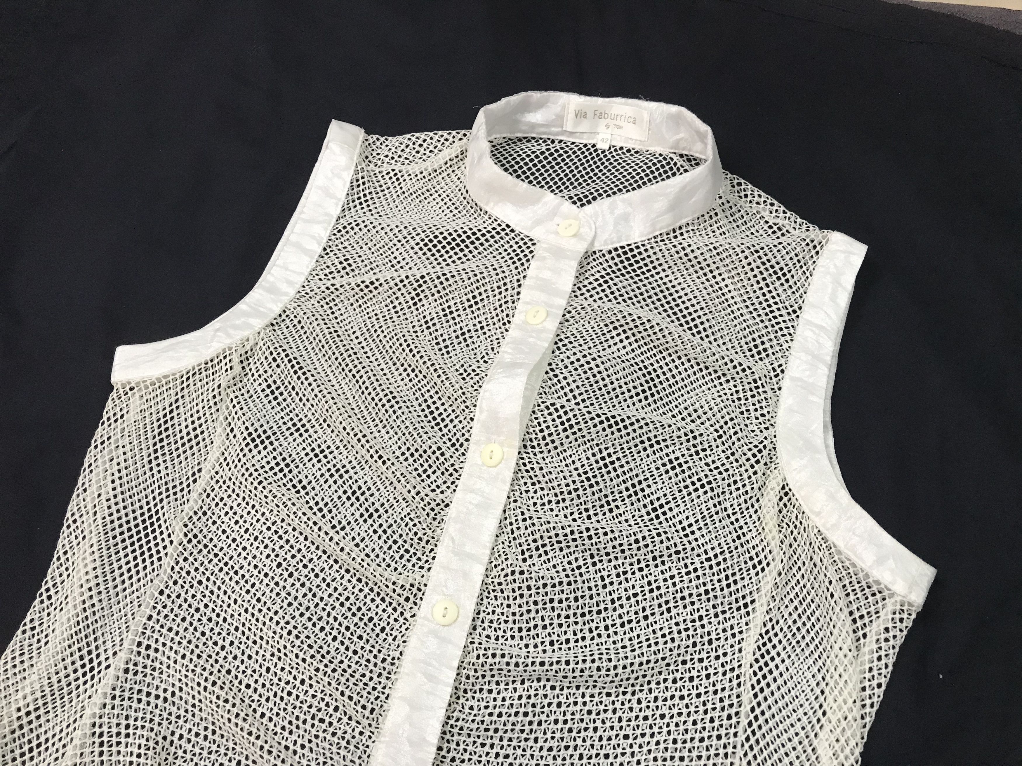 Japanese Brand (S146) Via Faburrica White See Through Sleeveless 42 Size S / US 4 / IT 40 - 3 Thumbnail
