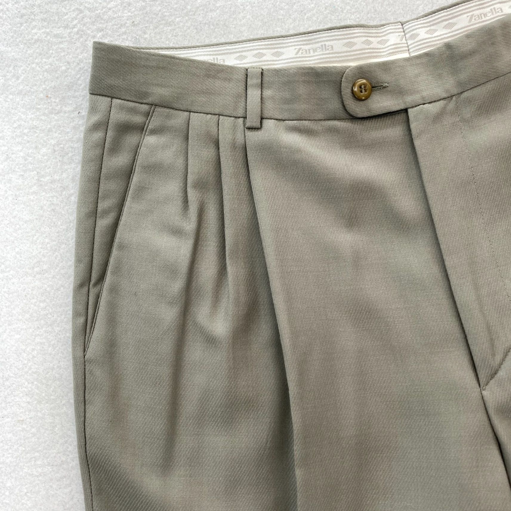 Zanella Zanella Alter Dress Pants 35x30 Brown Wool Pleated Straight Leg Mid Rise Cuffed Mens Pants Size US 35 - 4 Thumbnail