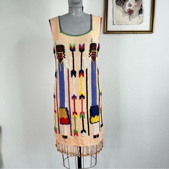 Vintage Myrna MacMurray Native American Indigenous Sweater Beaded Dr Size M / US 6-8 / IT 42-44 - 1 Thumbnail