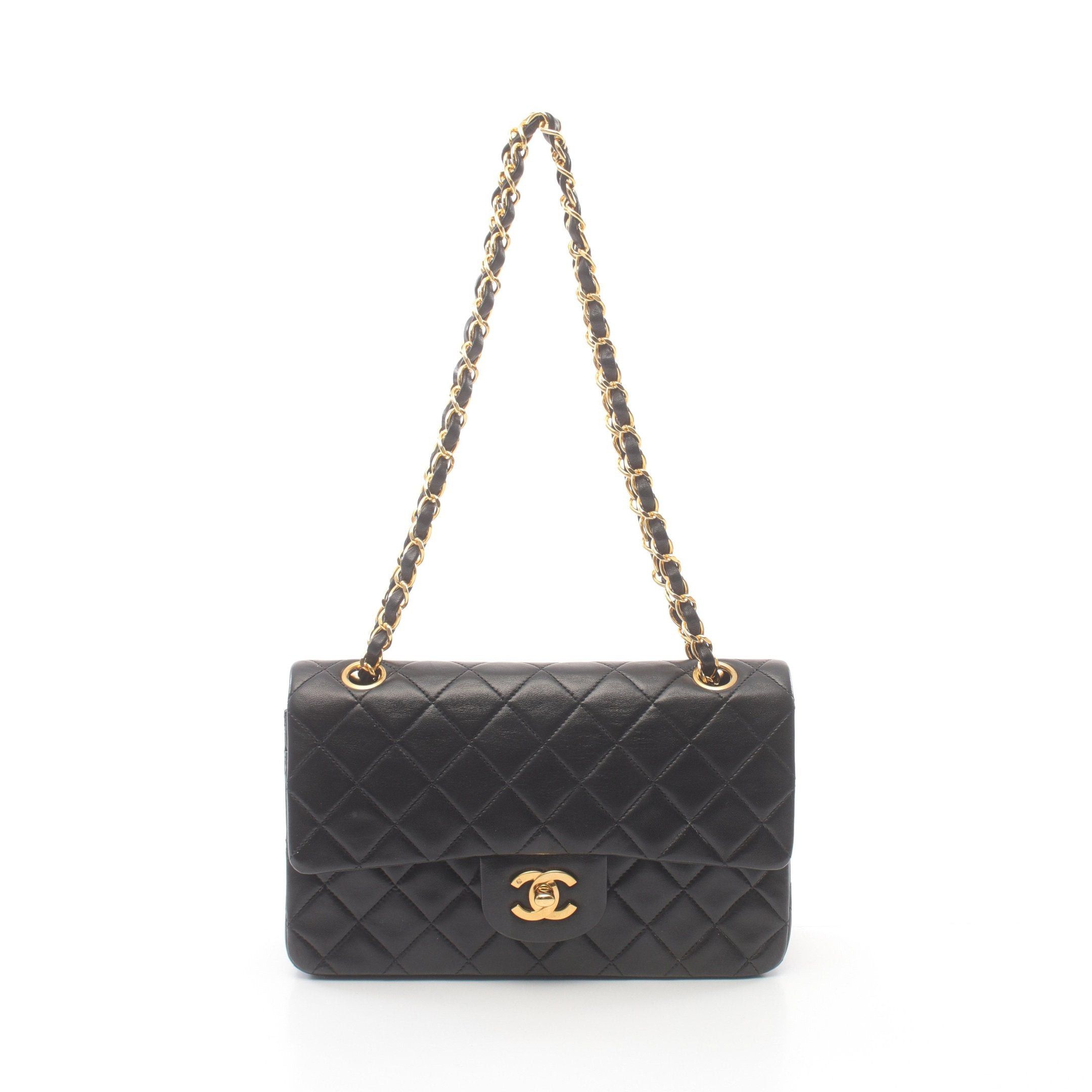 Chanel Chanel Matelasse Double Flap Chain Shoulder Bag Lambskin Black Gold Hardware Size ONE SIZE - 1 Thumbnail