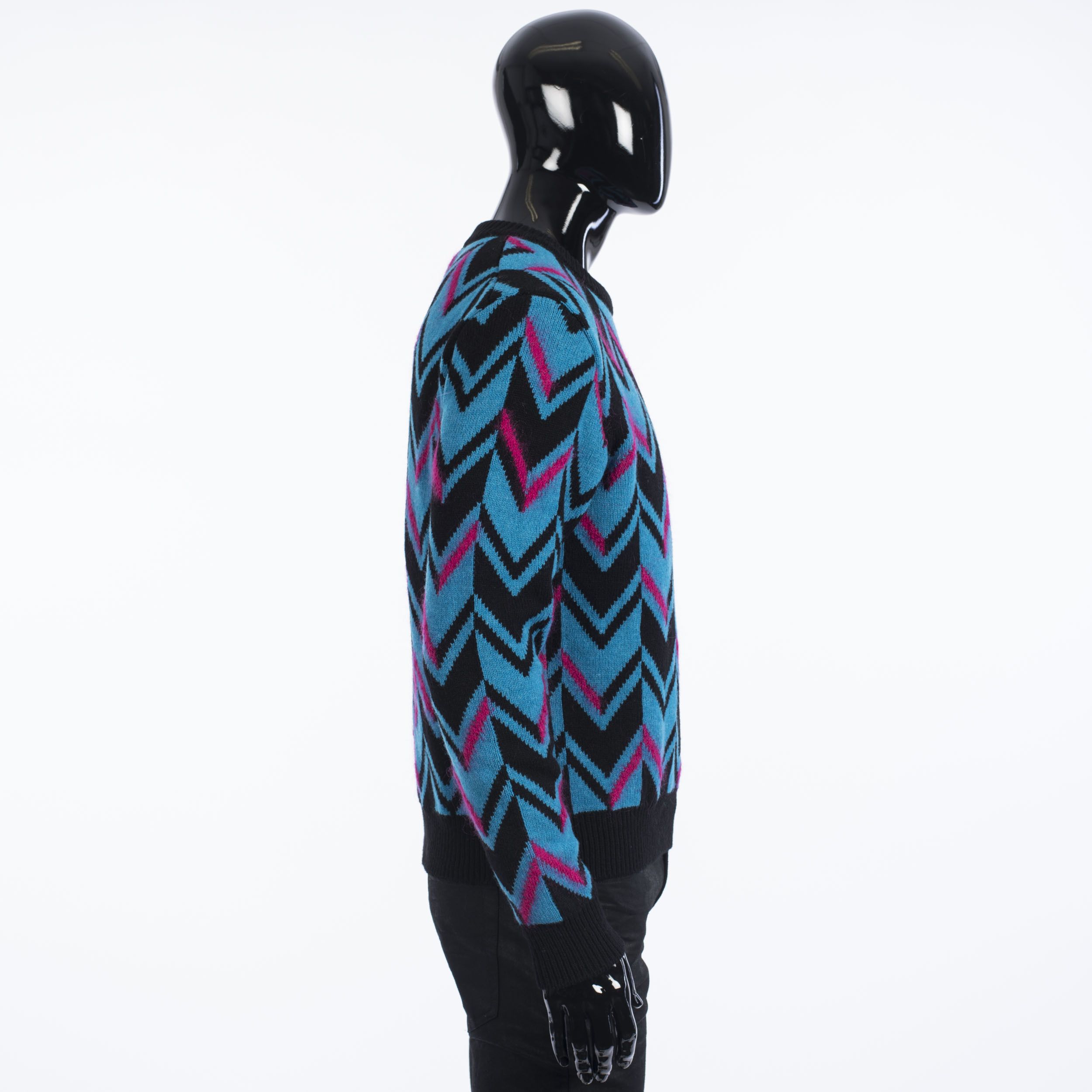 Herringbone Knit Sweater In Multi Color Wool & Mohair Blend