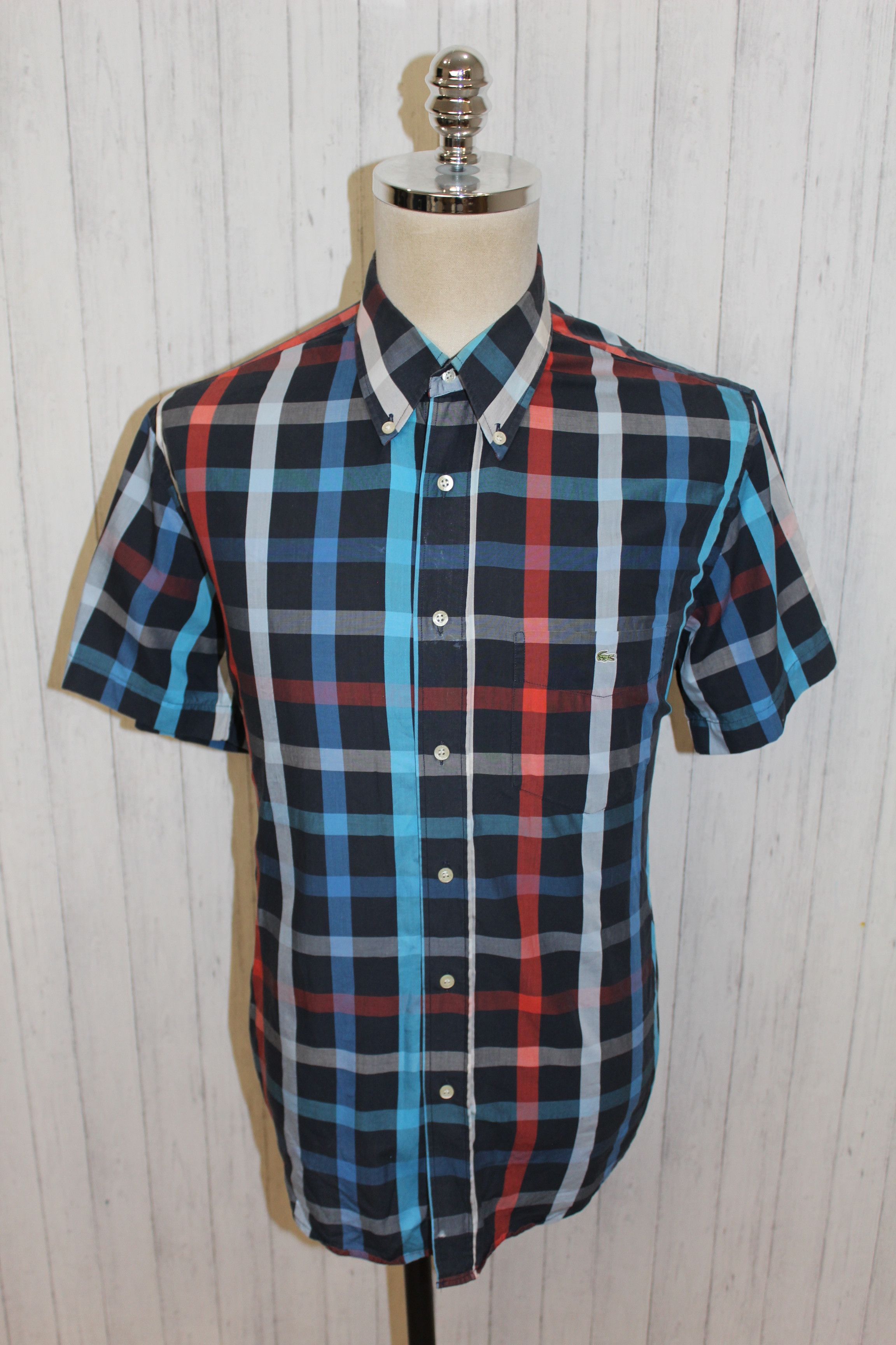 Lacoste LACOSTE Vintage Short Sleeve Check Shirt Size L Size US L / EU 52-54 / 3 - 2 Thumbnail