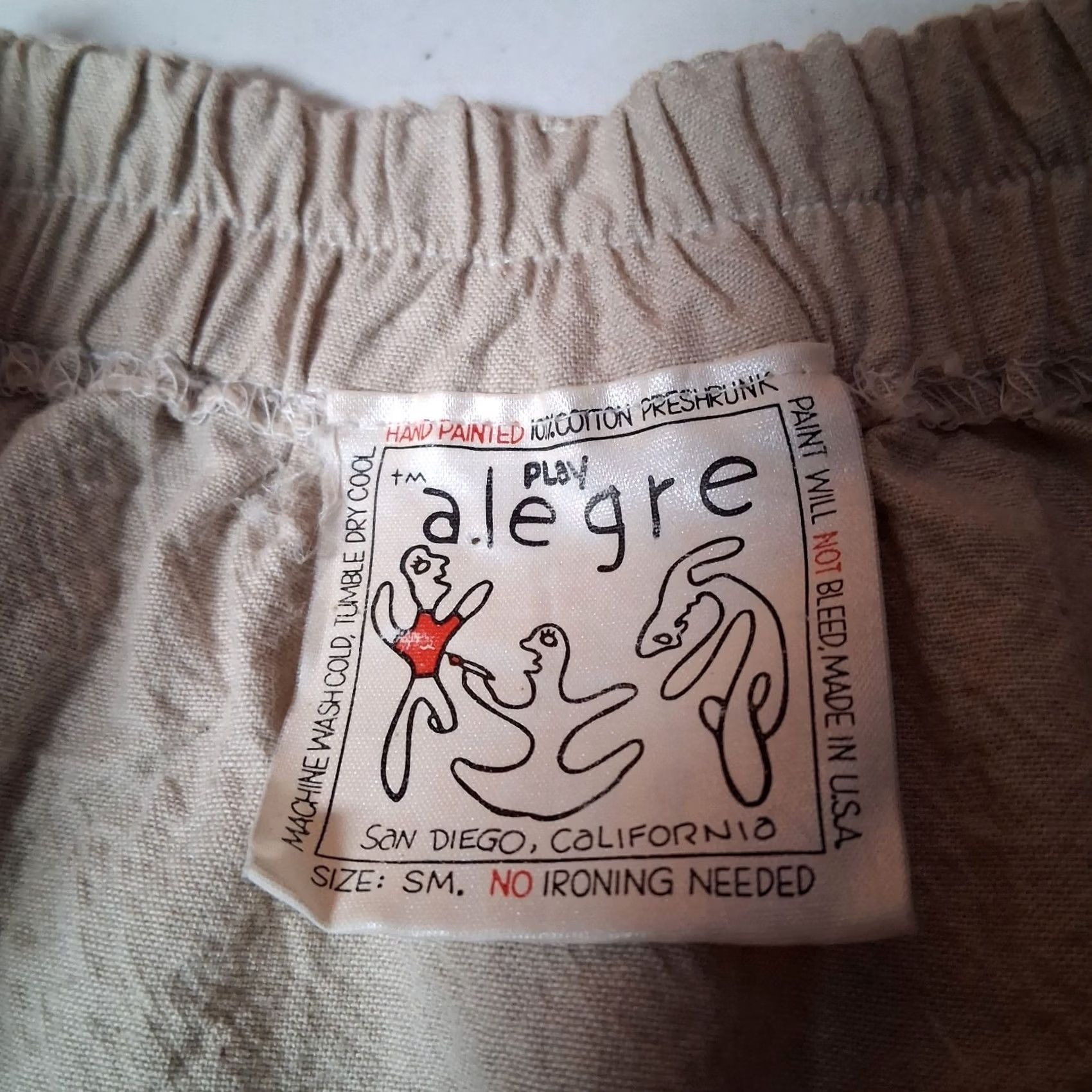 Vintage Play Alegre Skirt S Natural Hand Painted Wearable Art To Wear Lagenlook Artsy Size 28" / US 6 / IT 42 - 5 Thumbnail