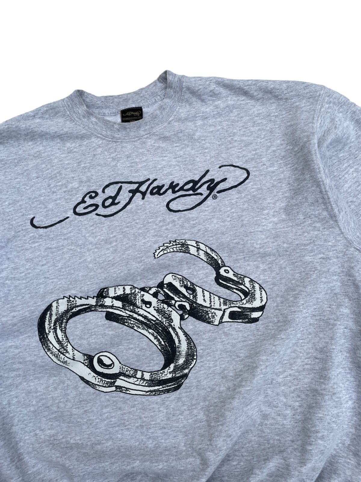 Ed Hardy × Vintage Vintage Ed Hardy Big Logo Handcuffs Sweatshirt Size US XL / EU 56 / 4 - 2 Thumbnail