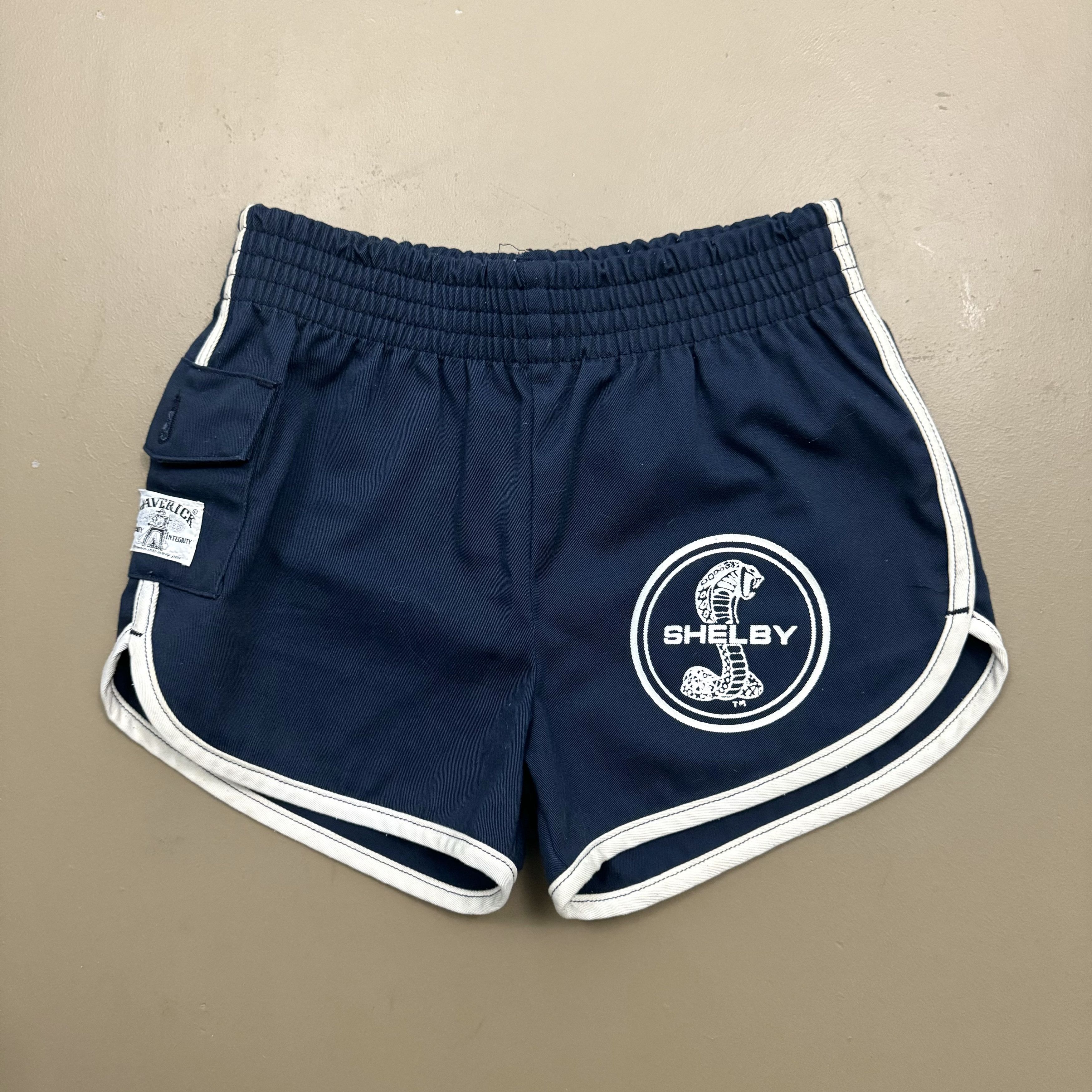 image of VTG 70's Maverick Ford Shelby 3 Inch Inseam Track Shorts in Navy, Men's (Size 28)
