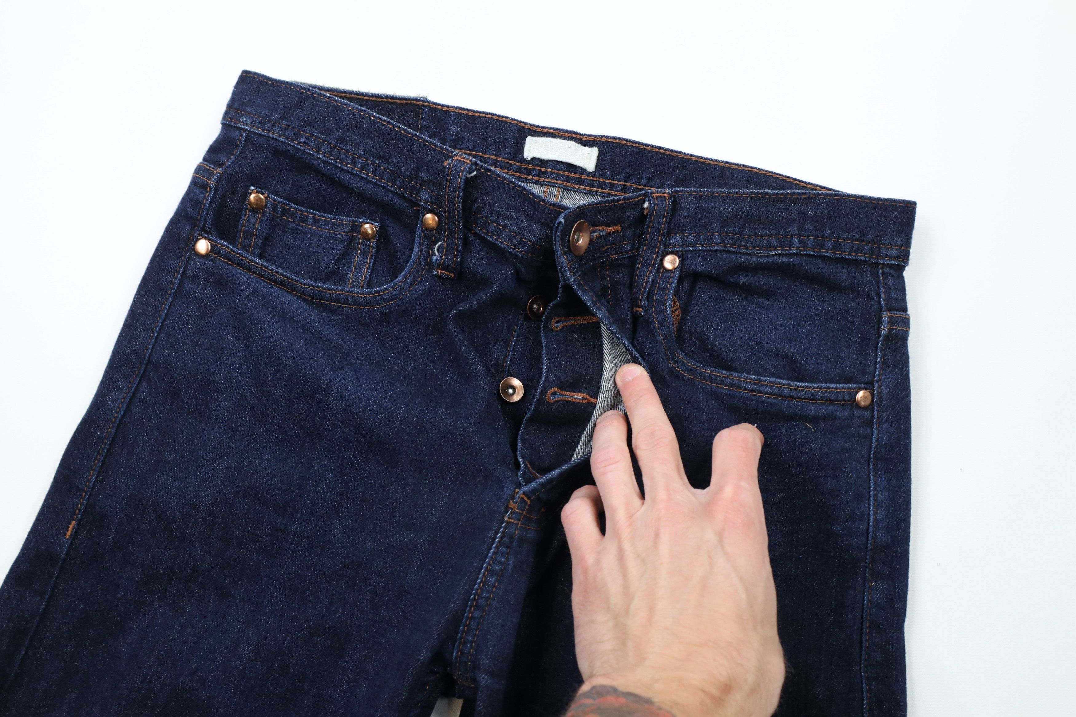 Vintage Unbranded Brand Selvedge Denim Button Fly Jeans Tapered Size US 32 / EU 48 - 6 Thumbnail