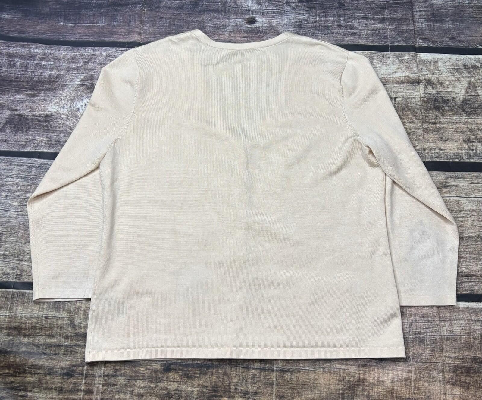 Lauren Ralph Lauren Lauren Ralph Lauren Cardigan Sweater L Silk Stretch Ivory Size L / US 10 / IT 46 - 3 Thumbnail