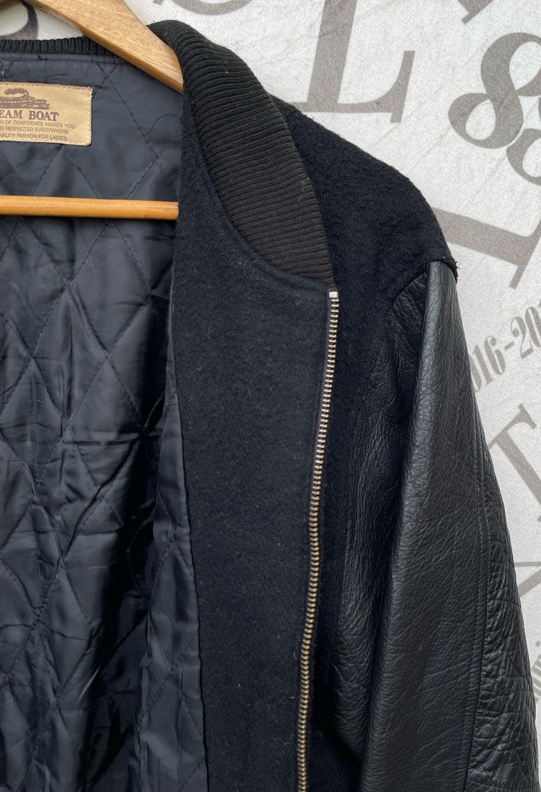 Issey Miyake 🔥Vintage 80's Steam Boat Japan Leather Sleeve Bomber Jacket Size US M / EU 48-50 / 2 - 19 Thumbnail