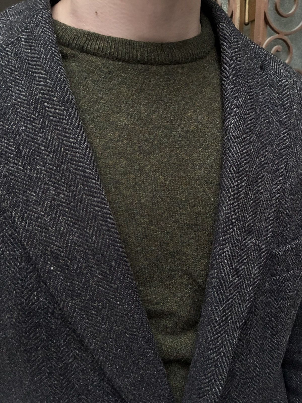 Harris Tweed MARIO BARUTTI HARRIS TWEED EXCLUSIVE HERRINGBONE SPORT COAT Size 44R - 10 Thumbnail