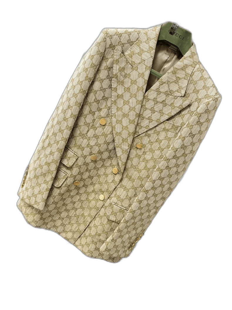 Gucci Gucci Logo Print Beige Blazer Jacket Size M / US 6-8 / IT 42-44 - 1 Thumbnail