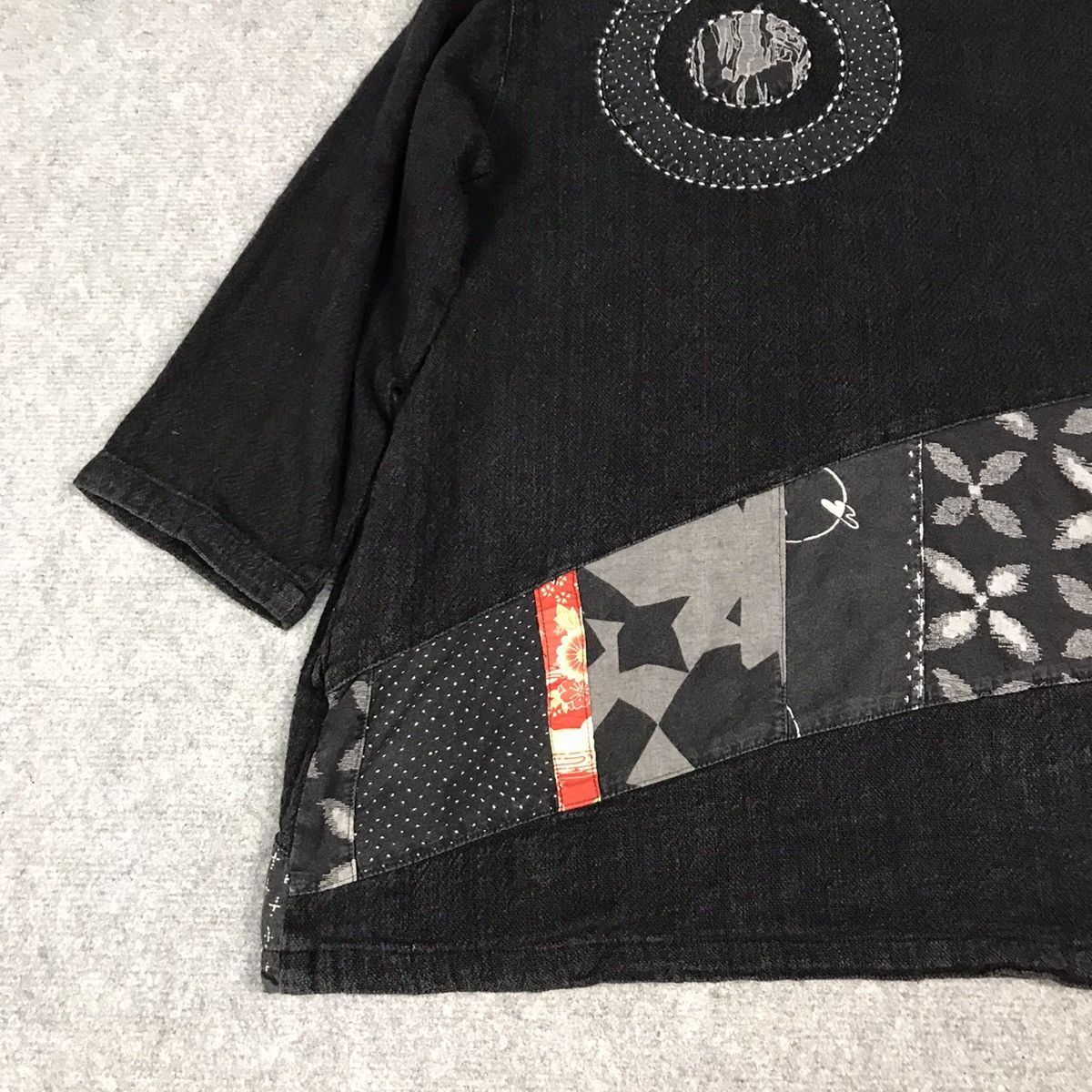 Japanese Brand MODE ASIAN PATCHWORK BUTTON JACKET WOMAN JAPAN Size L / US 10 / IT 46 - 10 Thumbnail