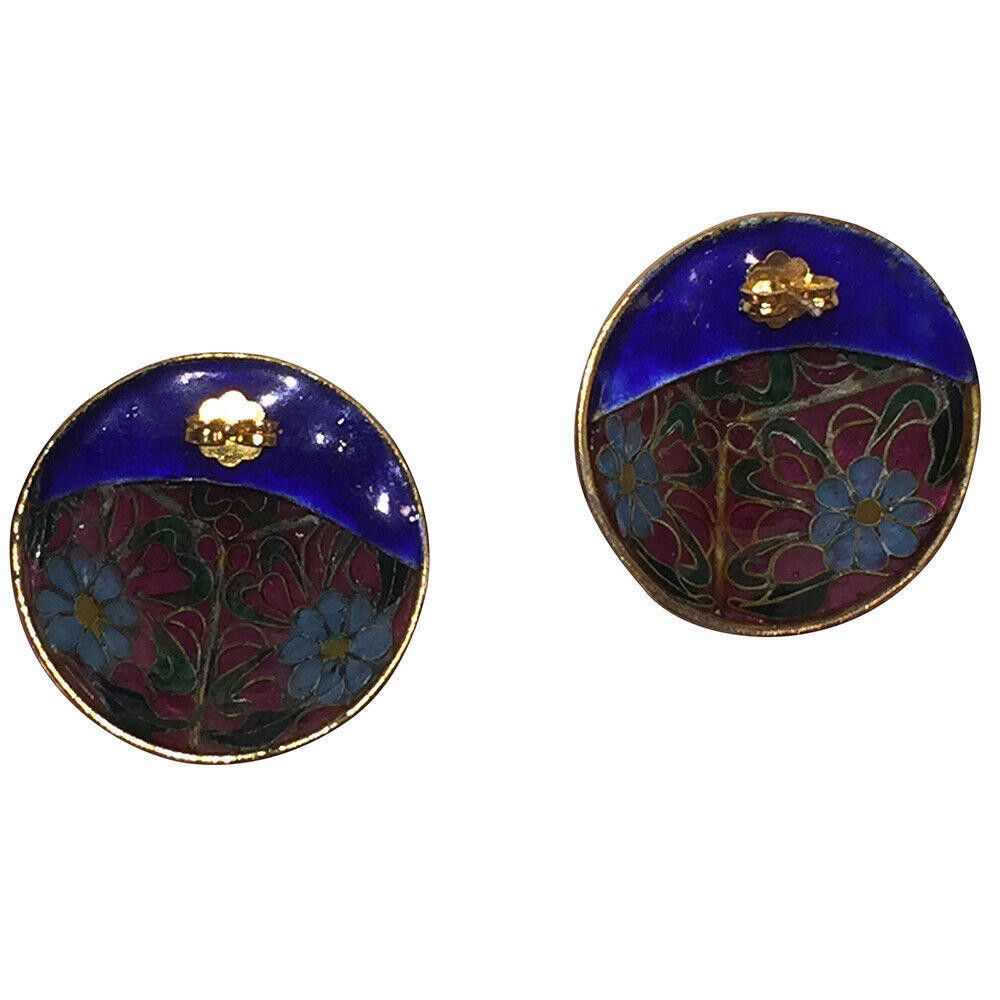 Designer Chinese Cloisonne Pyramid Statement Earrings Size ONE SIZE - 5 Thumbnail