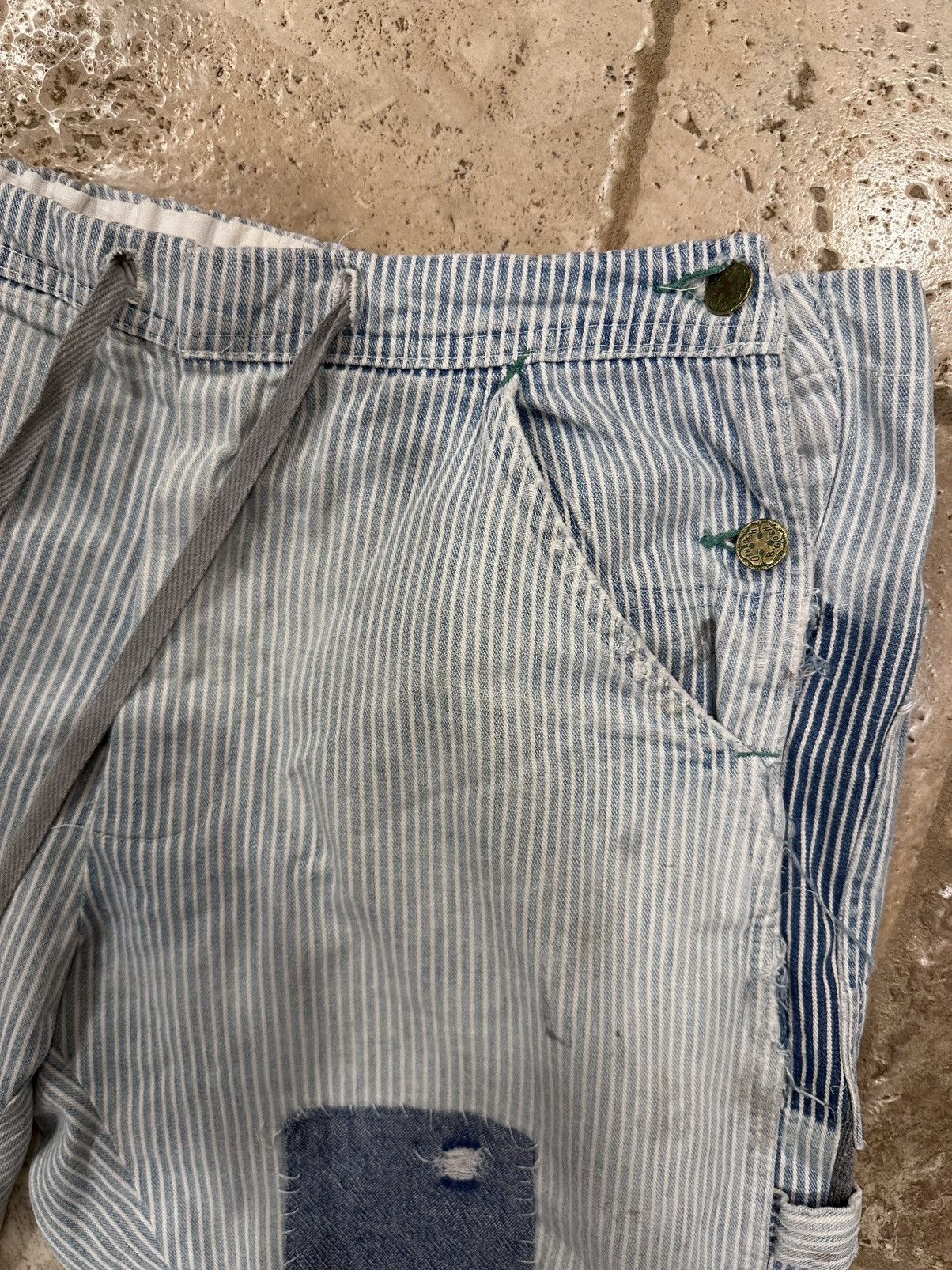 Greg Lauren Greg Lauren Pinstripe Blue Mixed Engineer GL1 Slim Fit Pants Size US 34 / EU 50 - 5 Thumbnail