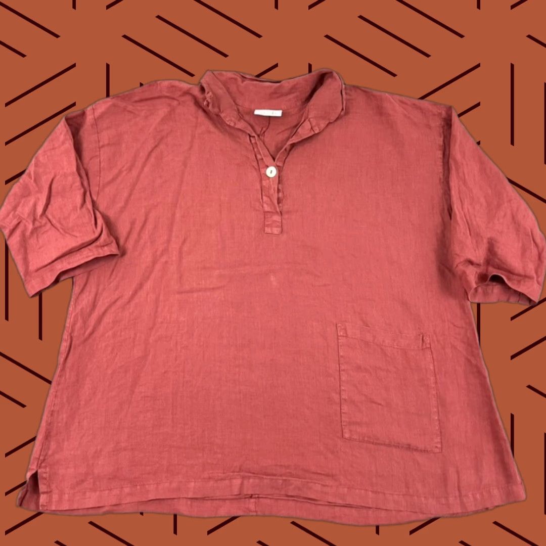 Vintage VINTAGE La Fixsun Linen Blouse Top Womens XL Casual 3/4 Sleeve Red 90s Outdoor Everyday Size XL / US 12-14 / IT 48-50 - 1 Thumbnail