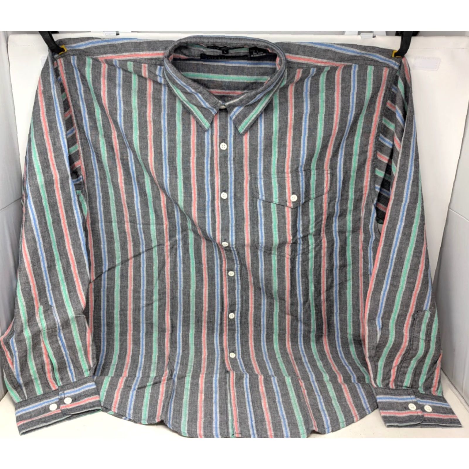 Architect VINTAGE Architect Button-Up Striped Long Sleeve Cotton Mens L Large Dress Shirt Size 42R - 5 Thumbnail