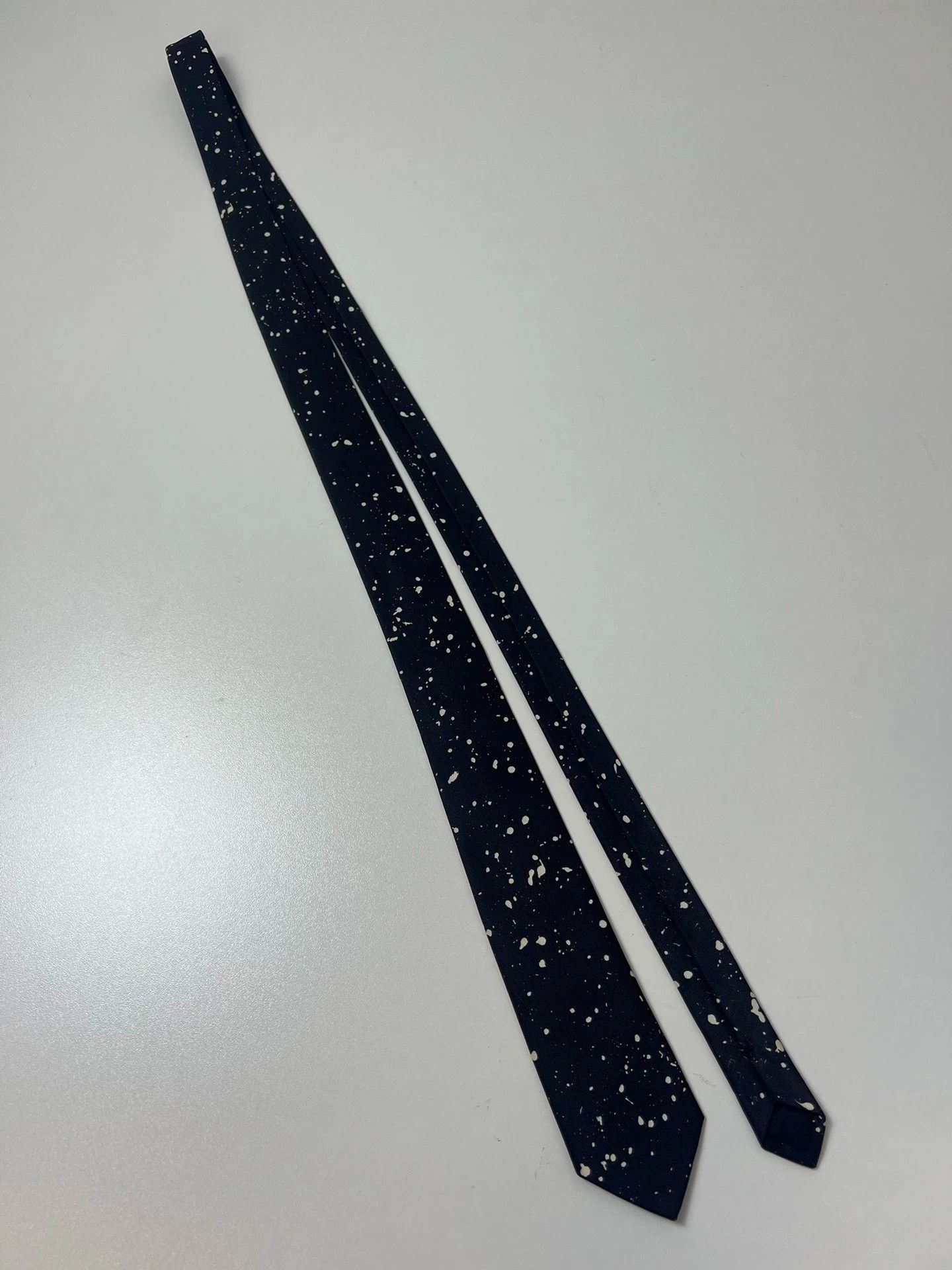 Saint Laurent Paris SLP 15fw silk splatter tie black white Size ONE SIZE - 1 Thumbnail