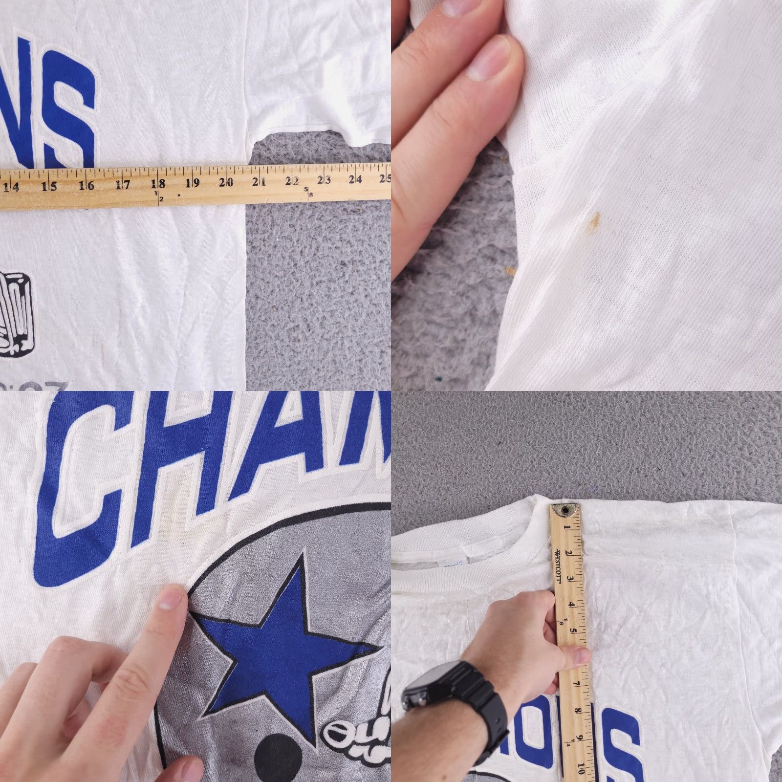 Vintage VINTAGE Wizard T shirt Mens L White Cowboys 1996 Superbowl Single Stitch? Size US L / EU 52-54 / 3 - 8 Thumbnail