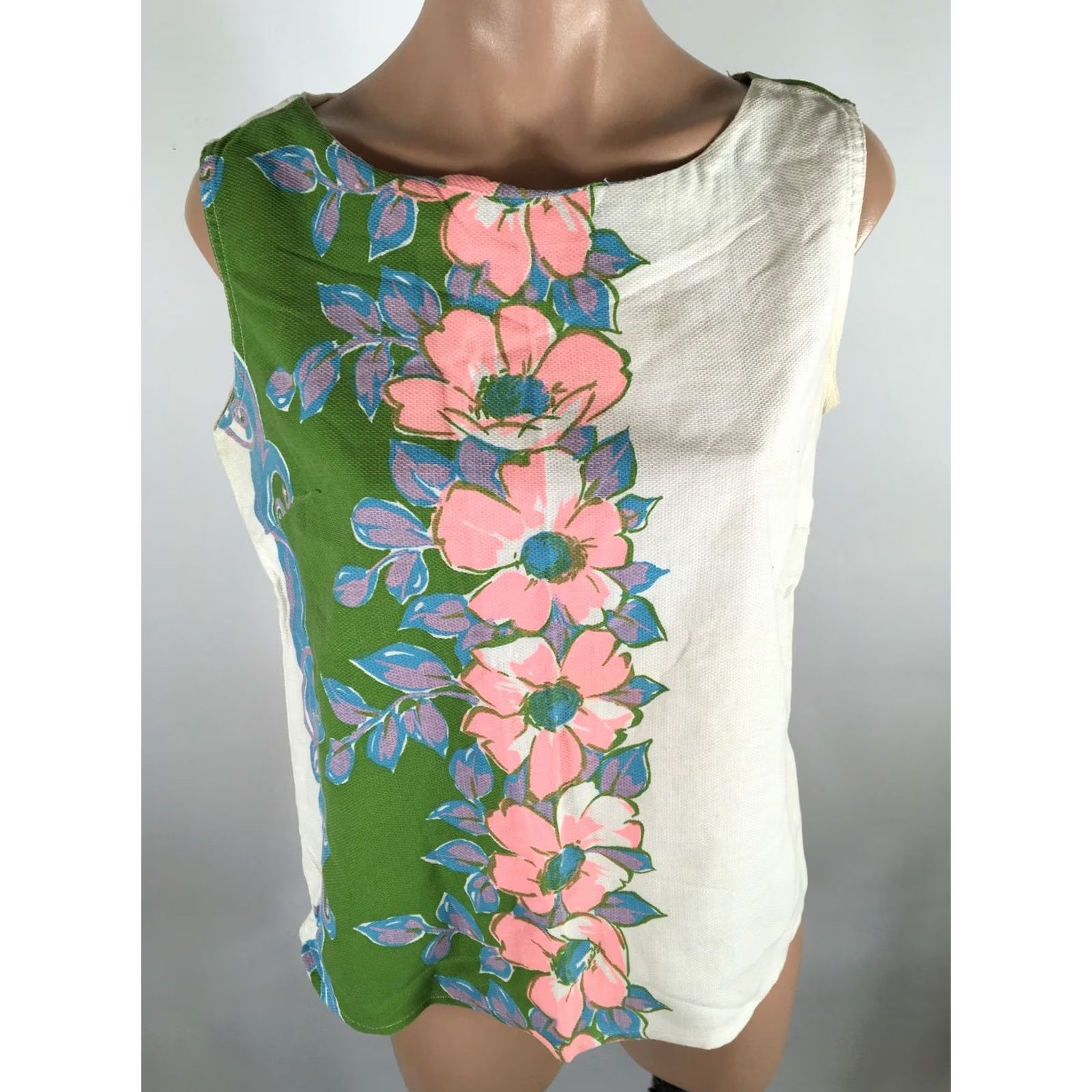 Vintage VINTAGE 60s Neon Boho Shirt Hippie Mod Floral Psychedelic Boxy Sz M/L Size M / US 6-8 / IT 42-44 - 3 Thumbnail