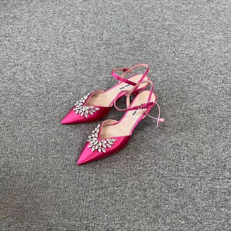 Miu Miu MIU MIU Satin Crystal Pointed Toe Heels 37 Size US 6.5 / IT 36.5 - 1 Thumbnail