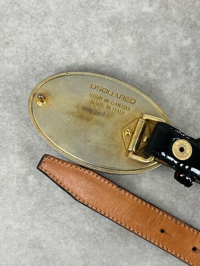 Dsquared2 Dsquared2 Black Leather Golden Globe Belt Size ONE SIZE - 6 Thumbnail