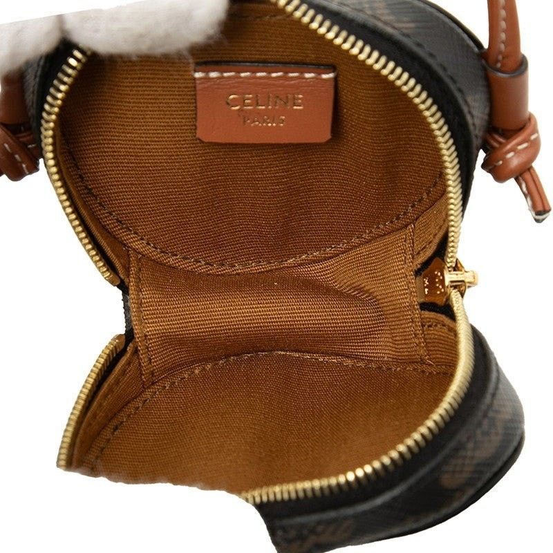 Celine Celine Micro Heart Pochette Coated Canvas Shoulder Bag Brown Size ONE SIZE - 3 Thumbnail