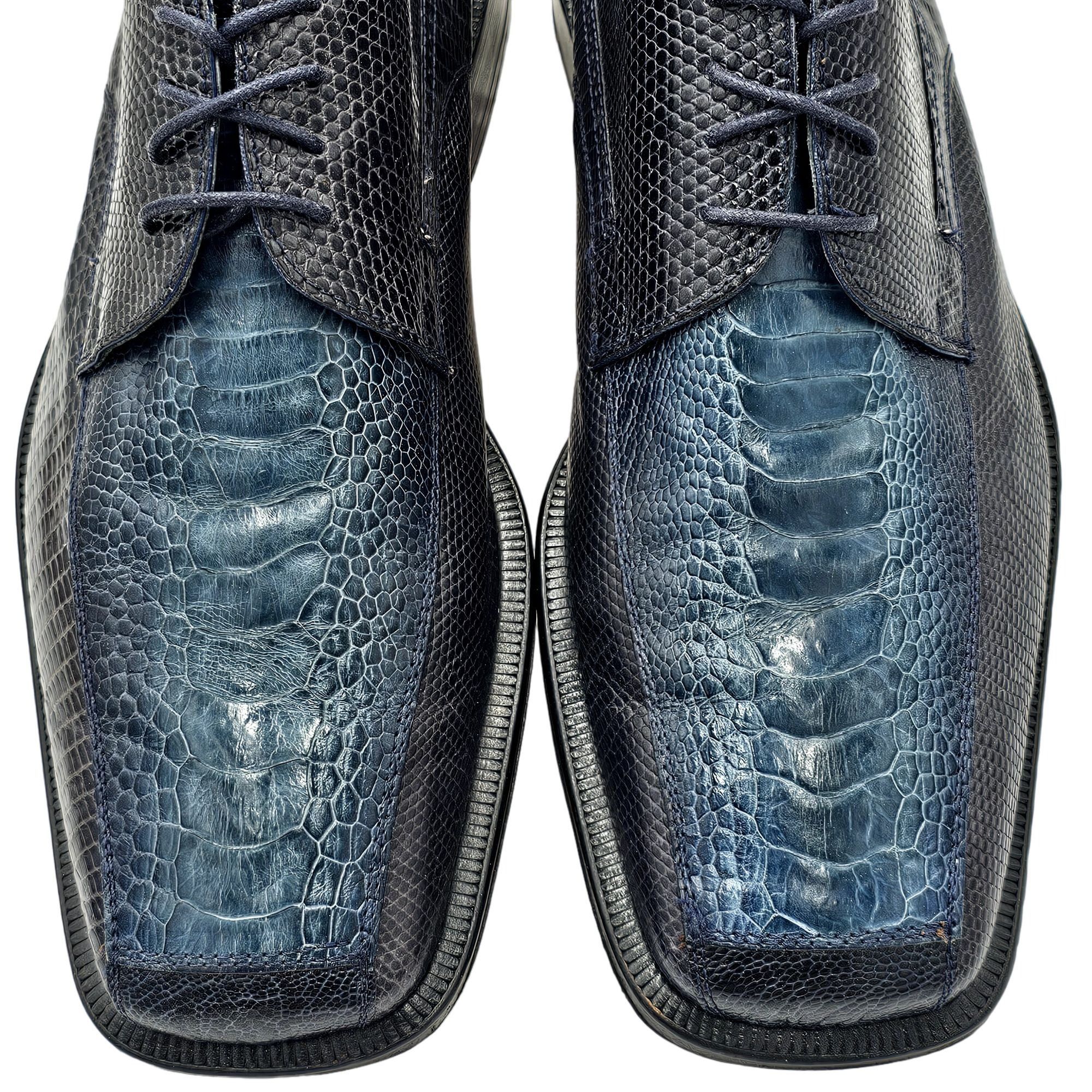 Vintage Blue Ostrich Exotic Dress Shoes Mens David Eden