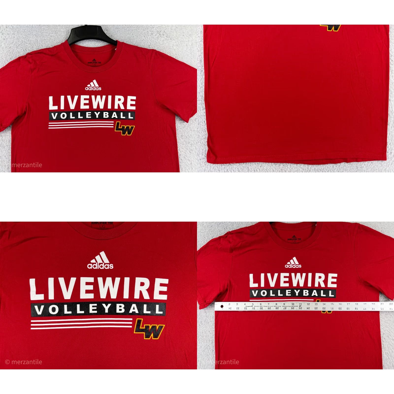 Adidas Adidas Shirt Mens L Red Crew 100% Cotton LiveWire Volleyball Ampliflier Tee Size US L / EU 52-54 / 3 - 8 Thumbnail