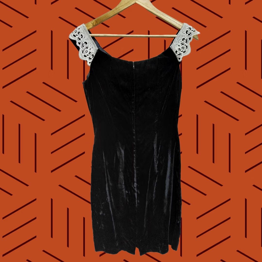 Jessica McClintock Jessica McClintock Lace Trim Dress Solid Sleeveless Knee Length Black Size 11/12 V-Neck Tank Dress Formal Party/Cocktail Women Mens? Size L / US 10 / IT 46 - 1 Thumbnail