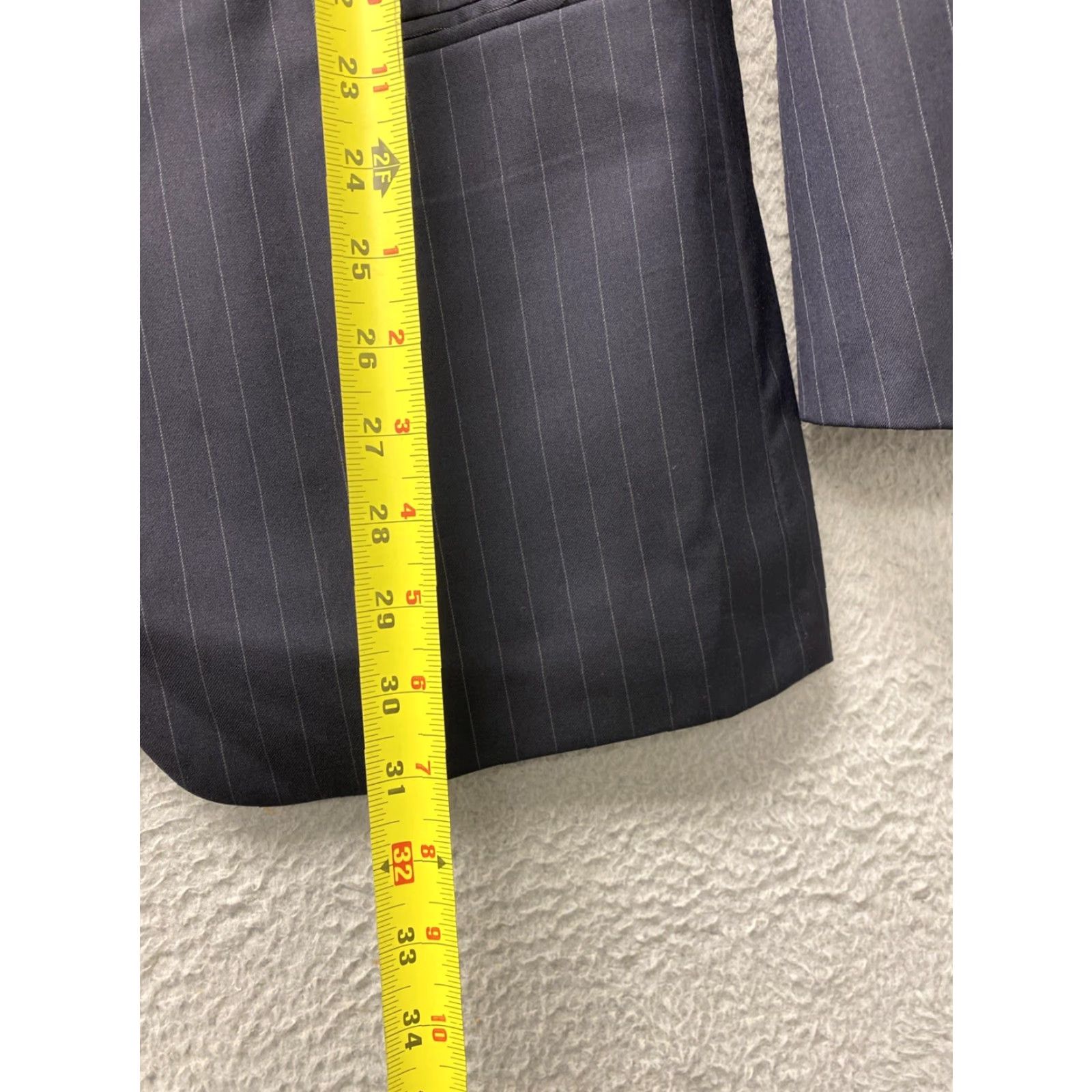 Brooks Brothers Brooks Brothers Blazer Mens 42 SLIM Navy Striped Notch Lapel Tuxedo One-Button Single-Breasted Wool Formal Wedding Size 42R - 5 Thumbnail